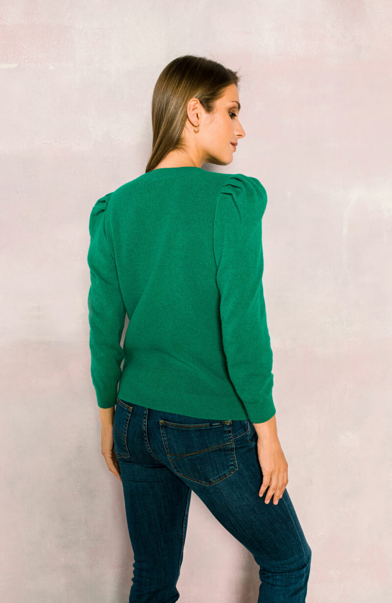 Sweter 138 zielony wełna merino i kaszmir