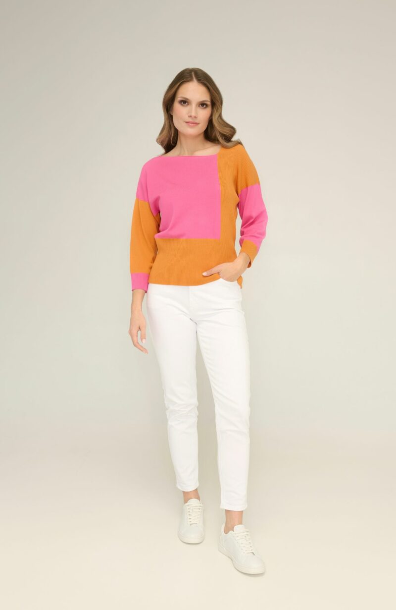 Pomarańczowo różowa bluzka z wiskozy Barbosa