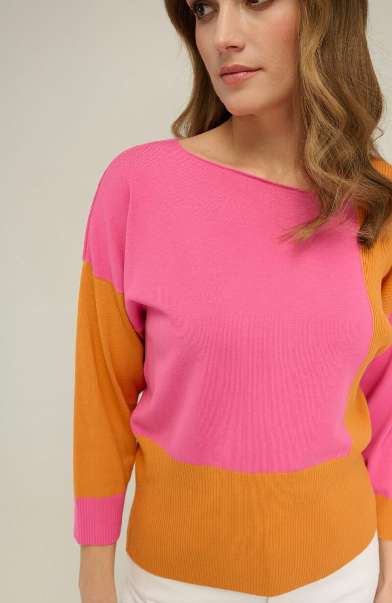 Pomarańczowo różowa bluzka z wiskozy Barbosa