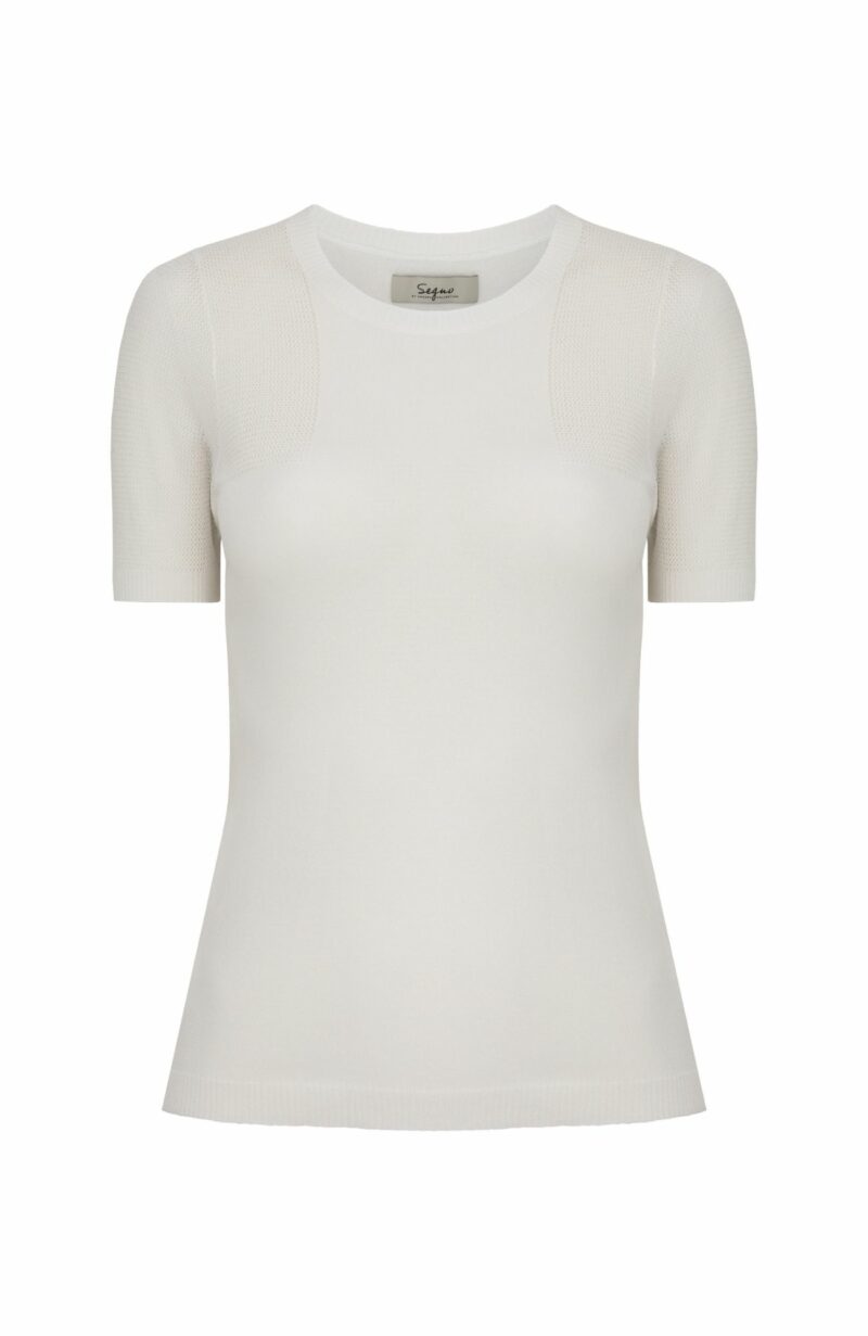 Biały elegancki t-shirt z wiskozy 158